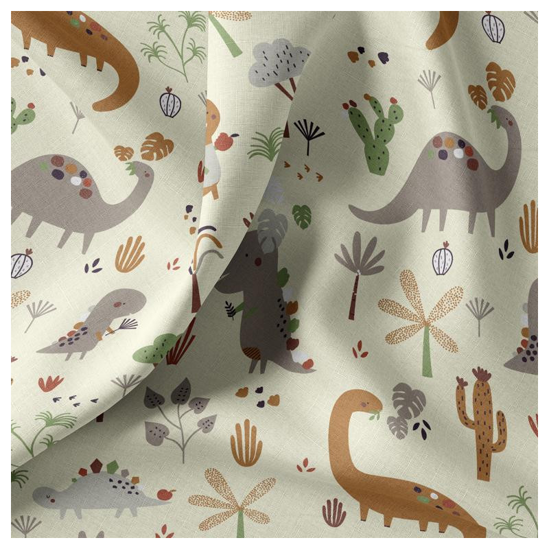 Printed Cotton DRACOREX Ecru / Forest Multicolored